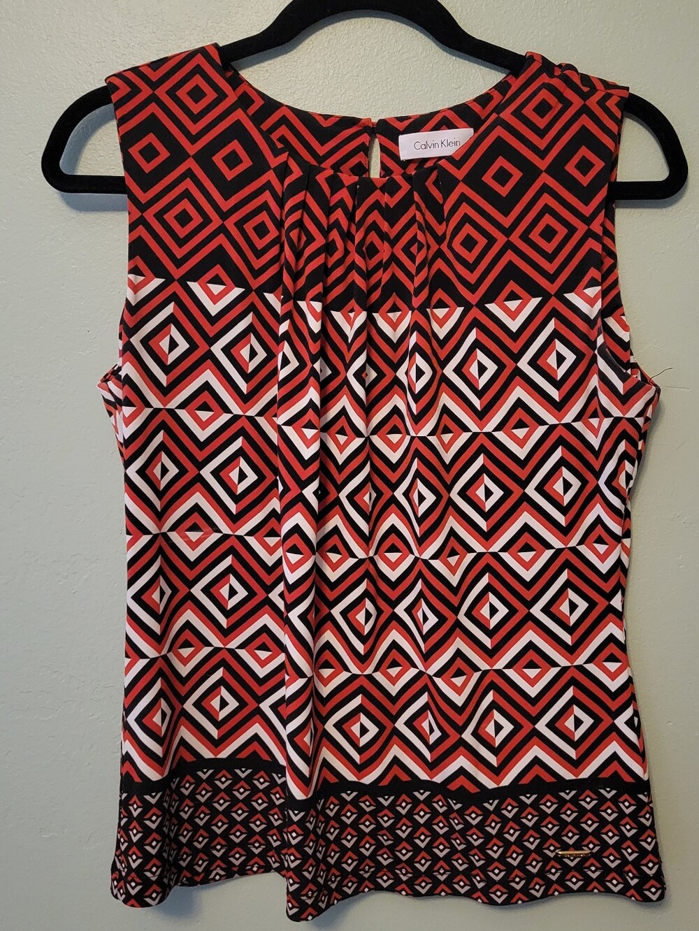 Calvin Klein Red, Black & White Geometric Sleeveless Camisole